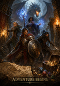 The Adventure Begins in the Dragon Dungeon fantasy RPG character wall print by PosterMe.shop