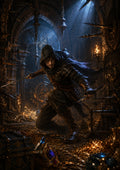 The Thief in the Clockwork Vault fantasy RPG character wall print by PosterMe.shop