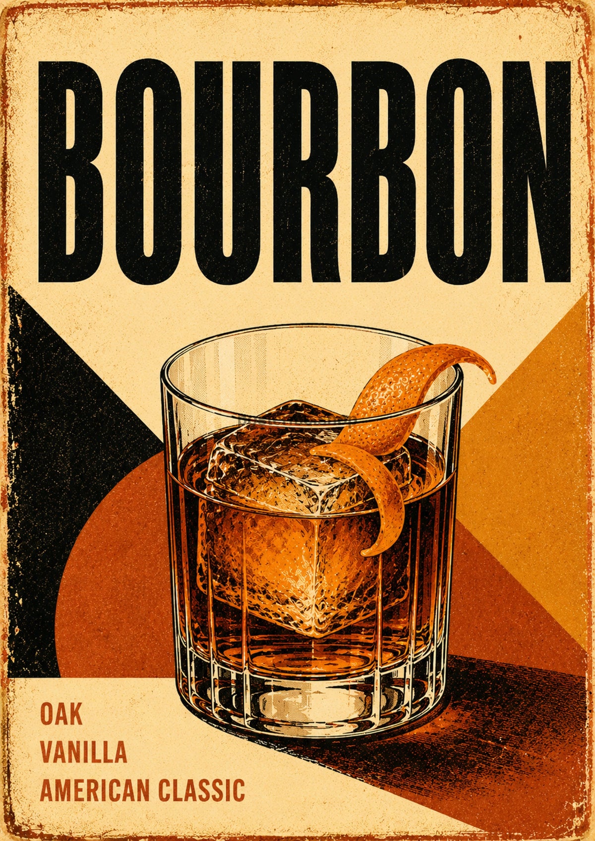 Bourbon Oak Vanilla American Classic spirits and bar art print by towelme