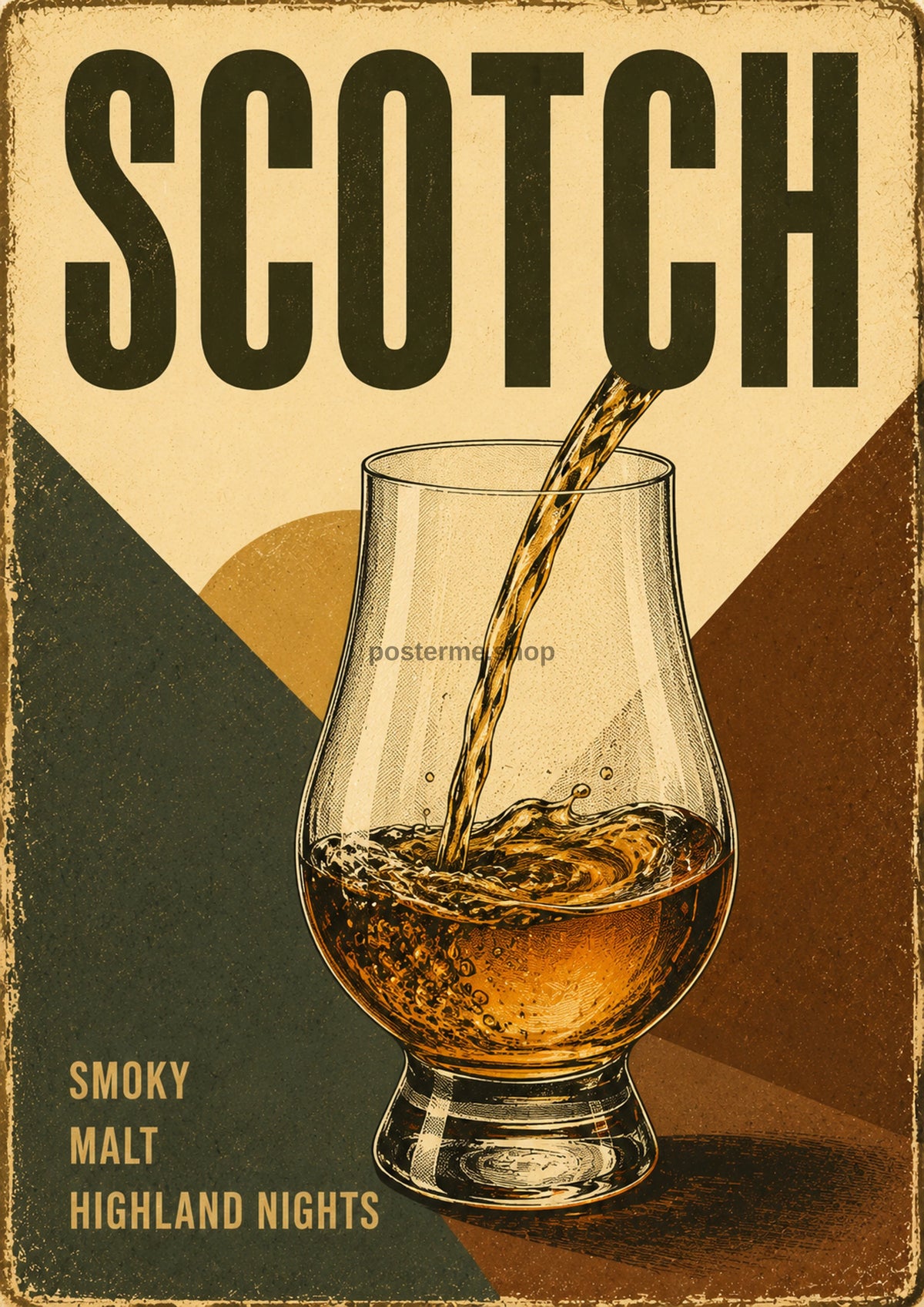 Scotch Smoky Malt Highland Nights spirits and bar art print by towelme