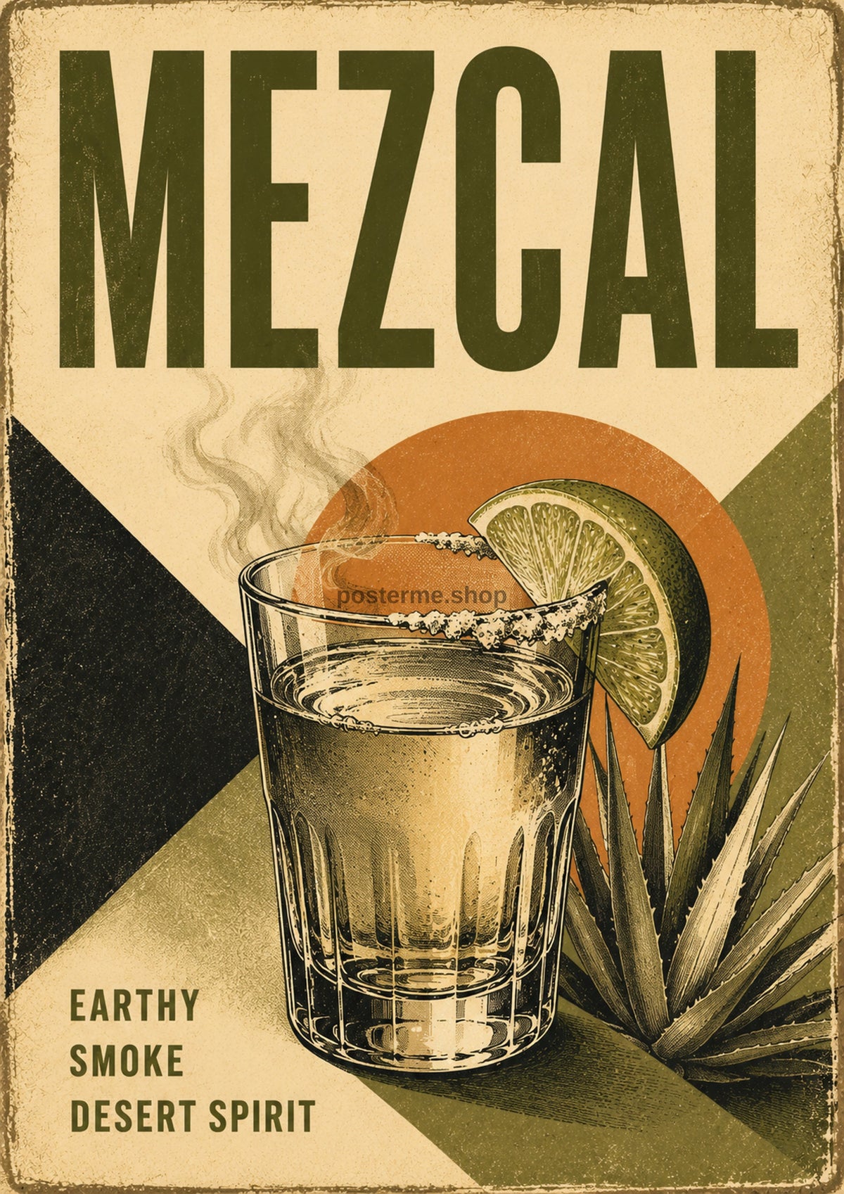 Mezcal Earthy Smoke Desert Spirit spirits and bar art print by towelme
