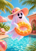 Poolside Ghost with a Citrus Float Summerween art print by PosterMe.shop