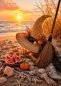 Witch's Beach Picnic at Golden Hour Summerween art print by PosterMe.shop