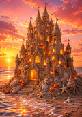 Gothic Haunted Sandcastle at Sunset Summerween art print by PosterMe.shop