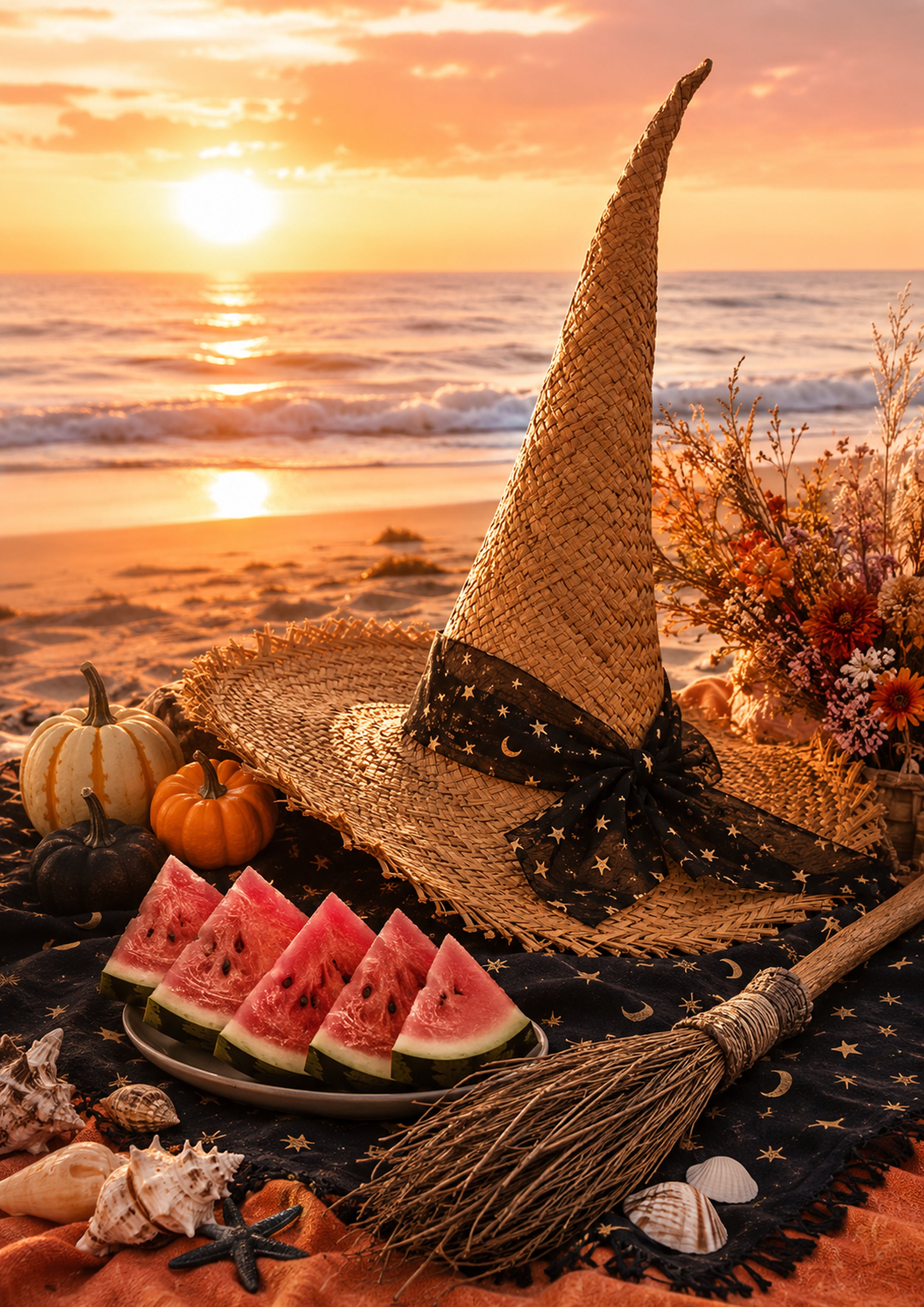 Witch's Watermelon Picnic at Sunset Summerween art print by PosterMe.shop