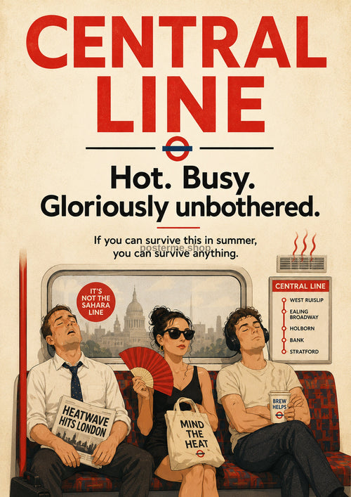 Central Line: Surviving the Heatwave London Underground art print by towelme