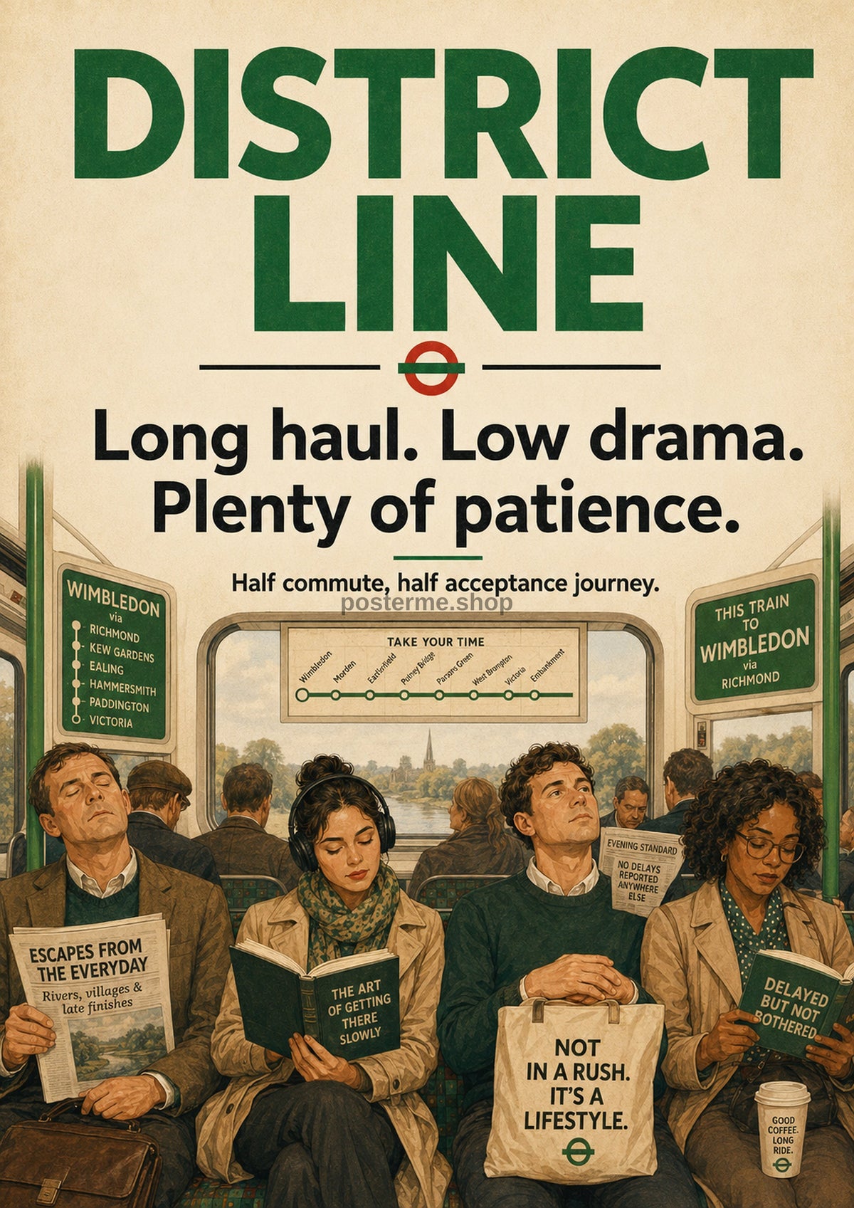 District Line: Slow Journey, Peaceful Ride London Underground art print by towelme