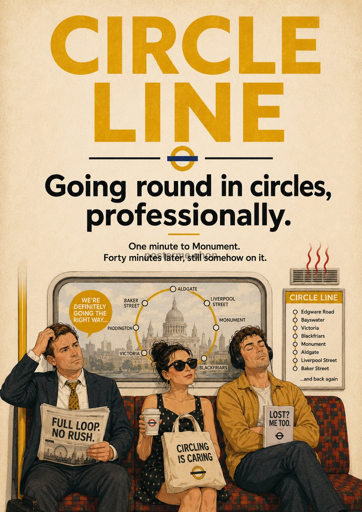 Circle Line: Going Round in Circles Professionally London Underground art print by towelme