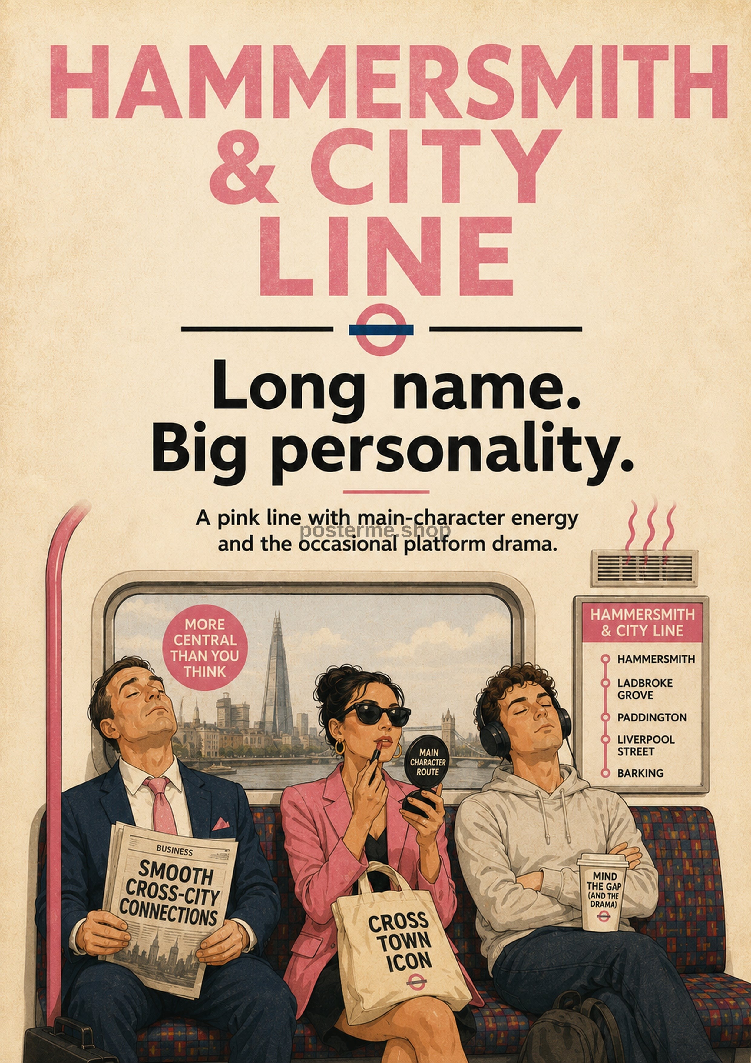 Hammersmith & City Line Vibes London Underground art print by towelme