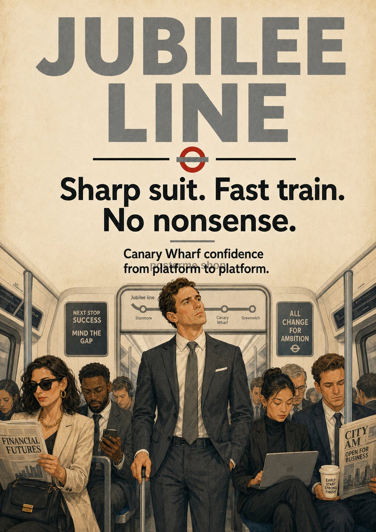 Jubilee Line: Canary Wharf Commute London Underground art print by towelme