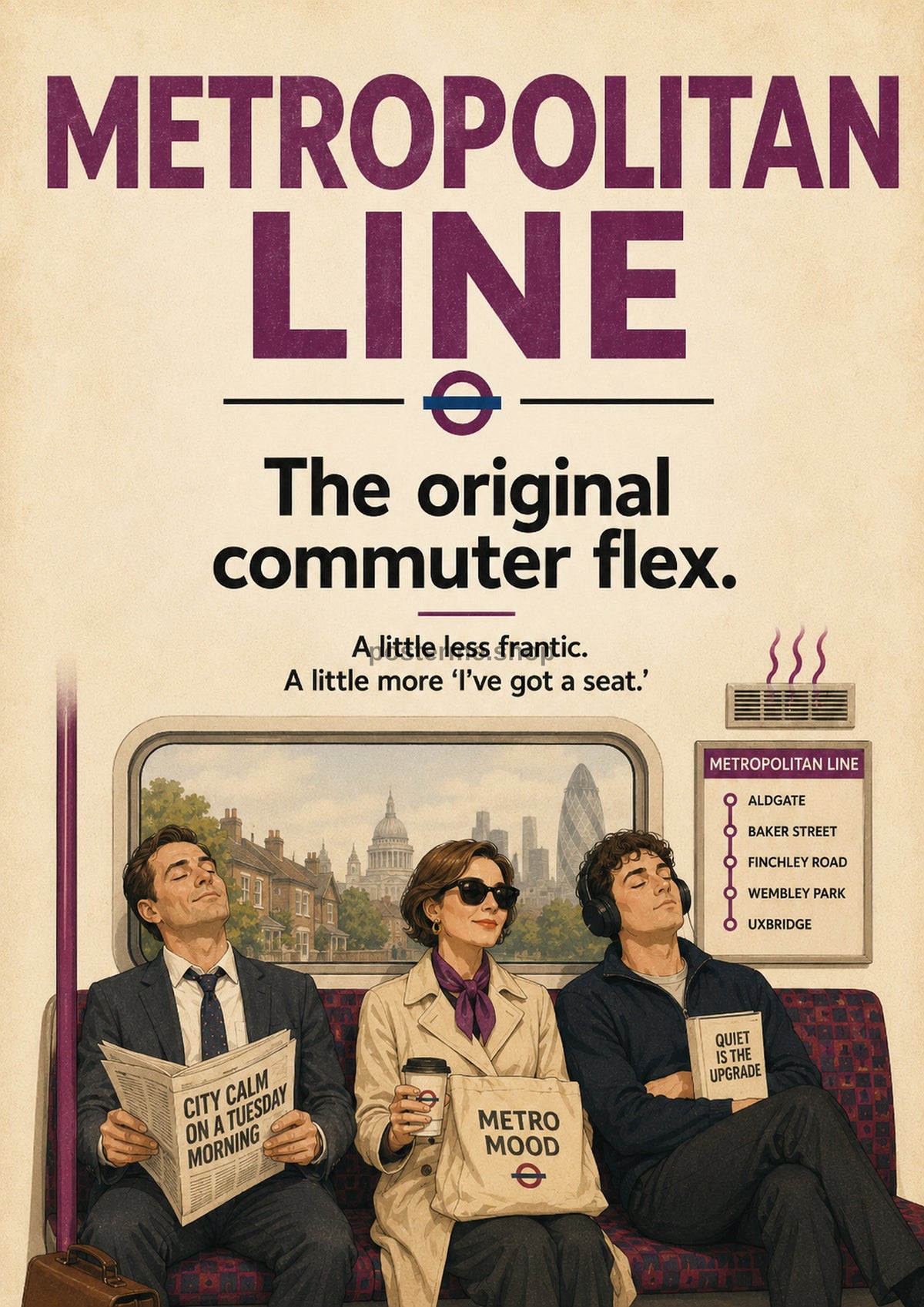 Metropolitan Line Commuter Bliss London Underground art print by towelme