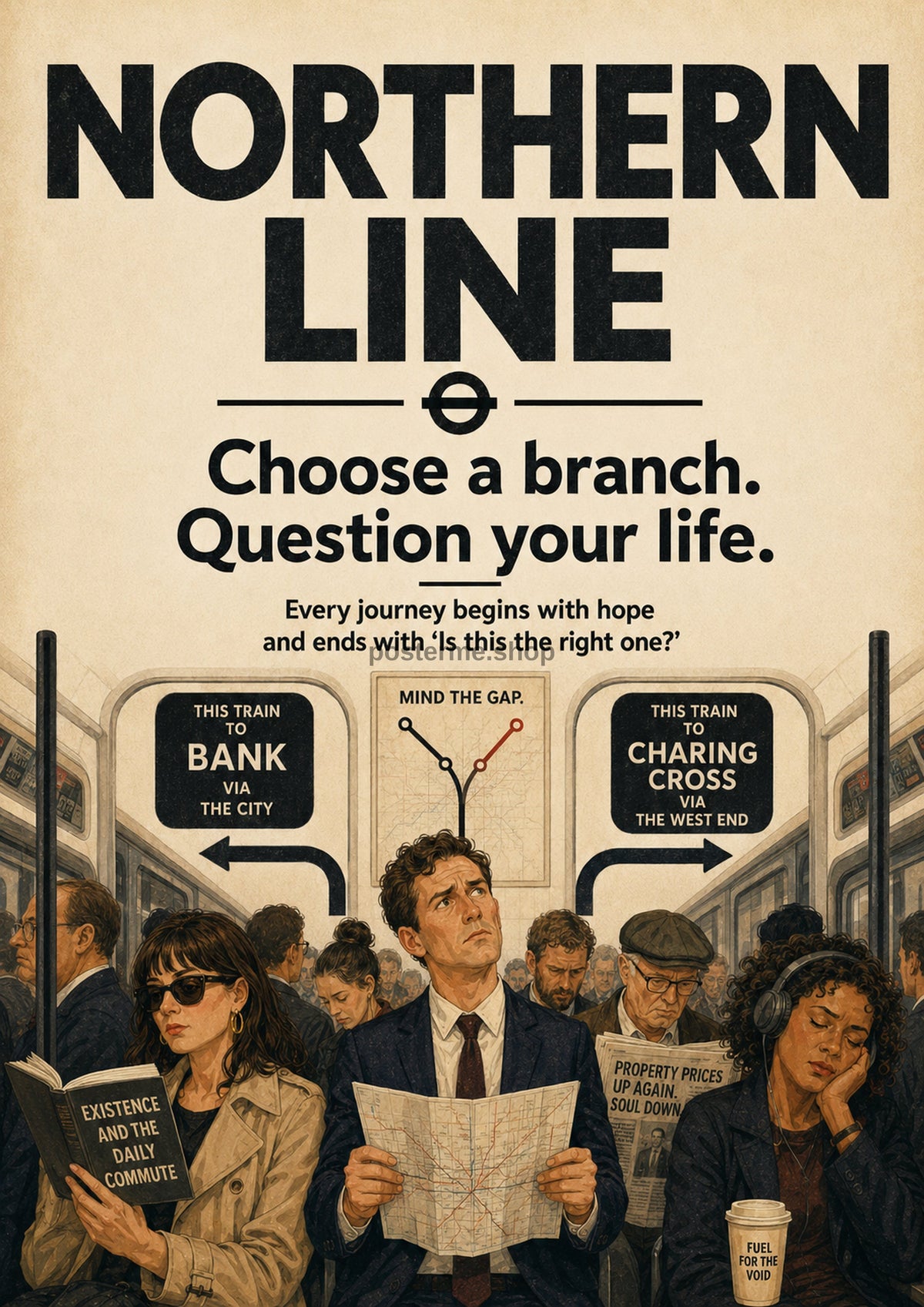 Northern Line: Choose Your Path London Underground art print by towelme