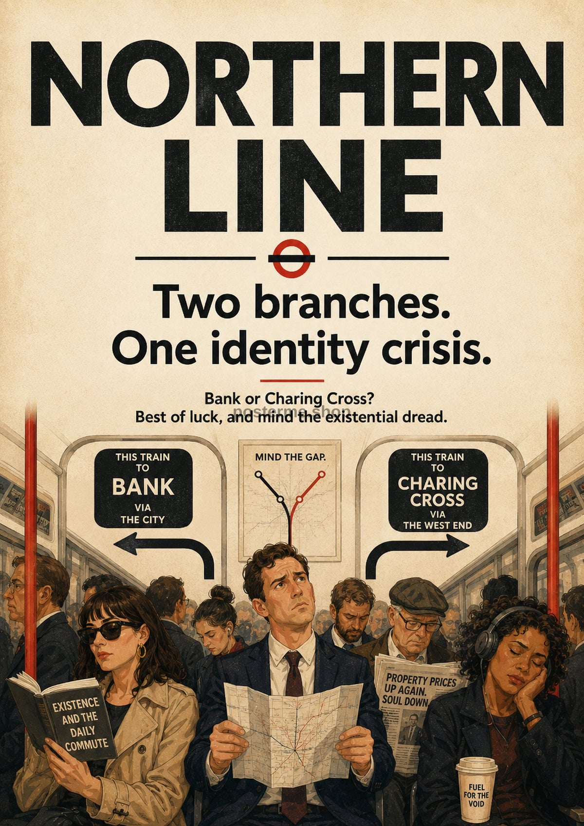 Northern Line Identity Crisis London Underground art print by towelme