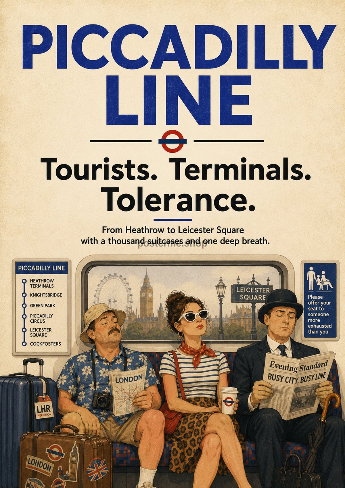 Piccadilly Line: Journeying Through London London Underground art print by towelme