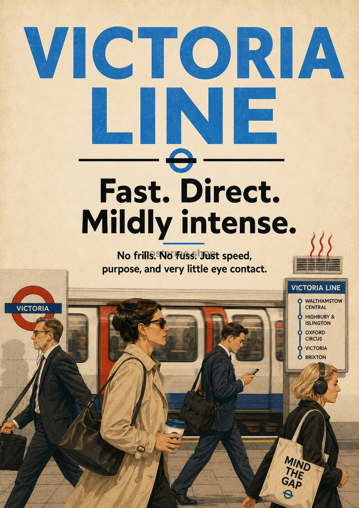 Victoria Line Retro Commute London Underground art print by towelme