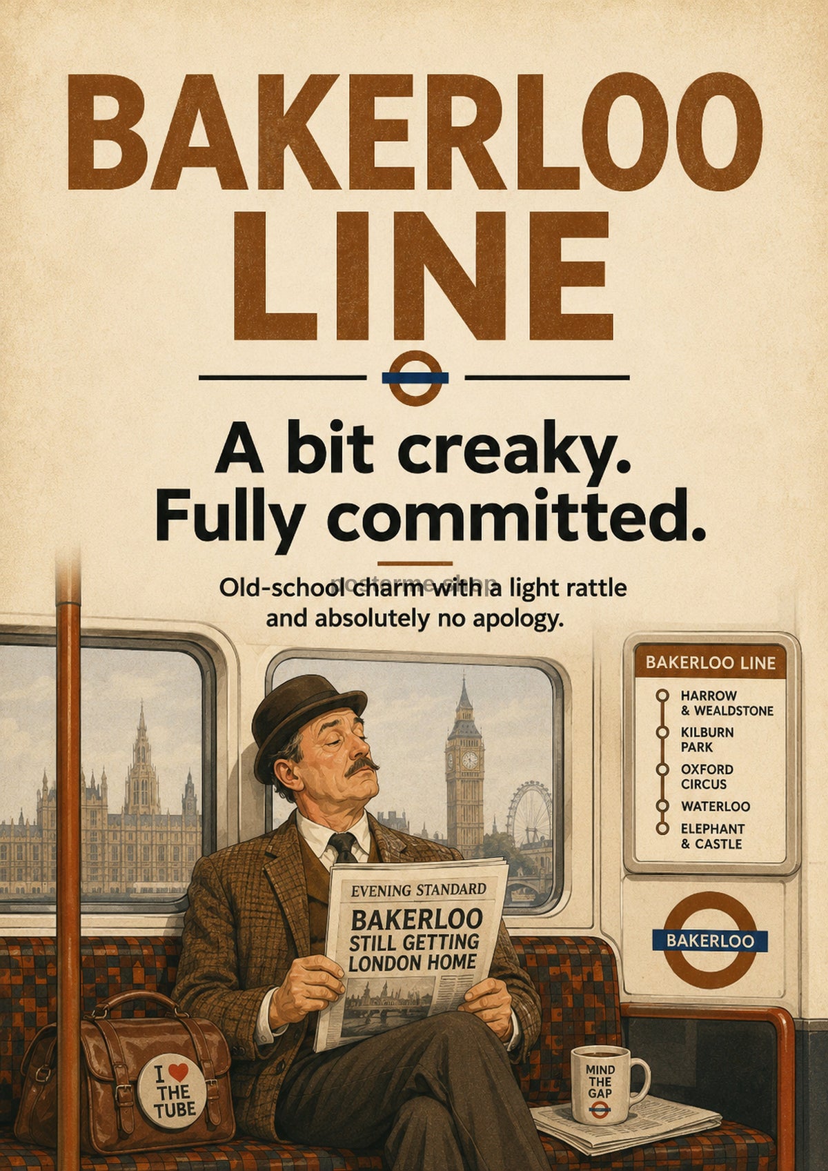 The Classic Bakerloo Journey London Underground art print by towelme