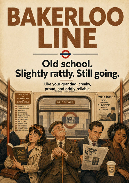Bakerloo Line Vintage Journey London Underground art print by towelme