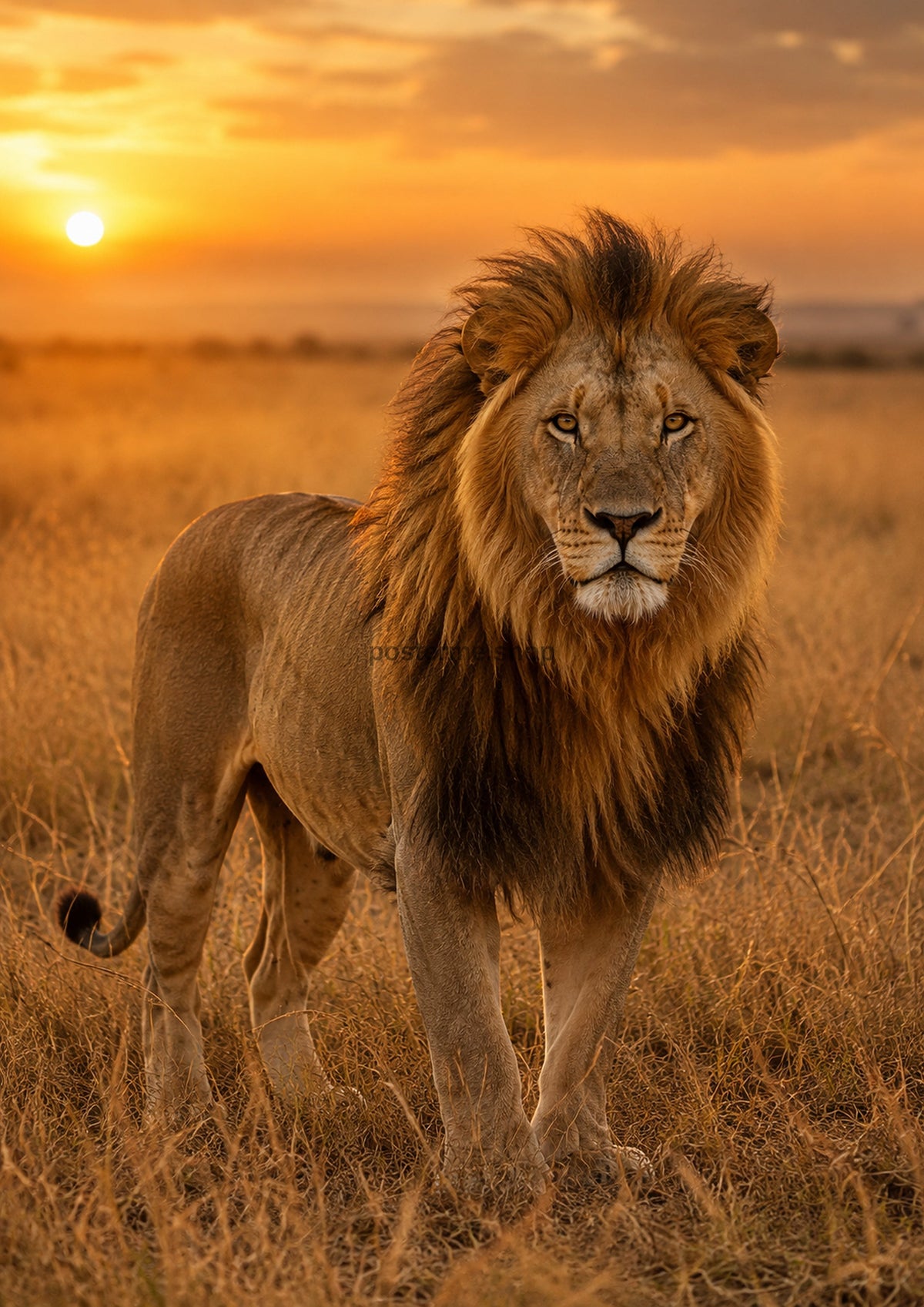 Majestic Lion In Golden Hour Light wildlife art print by towelme