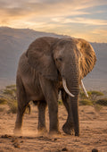 Majestic Elephant At Golden Hour wildlife art print by towelme