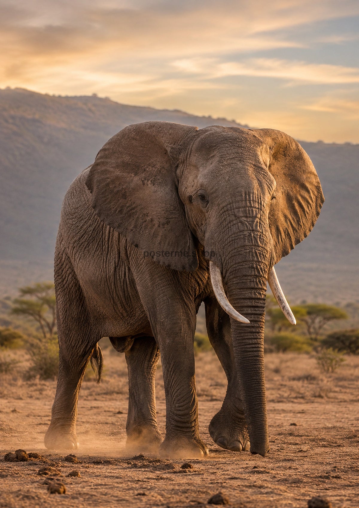 Majestic Elephant At Golden Hour wildlife art print by towelme