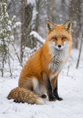 Red Fox In A Snowy Woodland wildlife art print by towelme