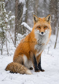 Red Fox In A Snowy Woodland wildlife art print by towelme