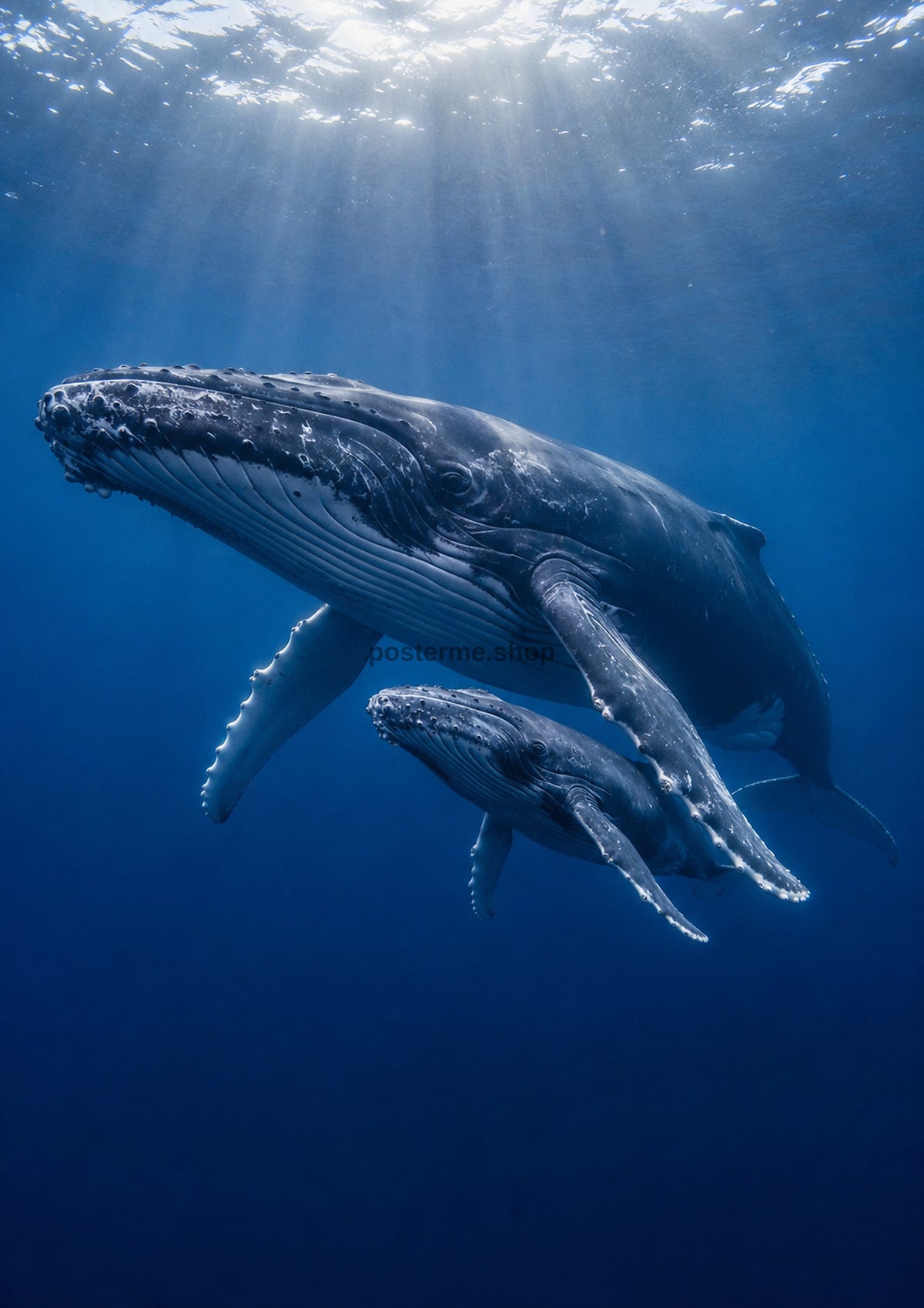 Underwater Encounter With Humpback Whales wildlife art print by towelme