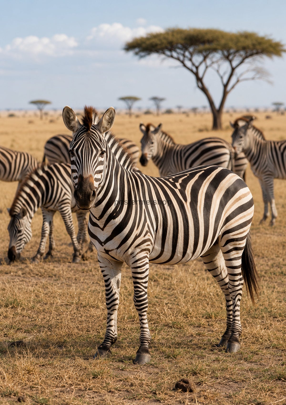 Zebra On The Savanna Plains wildlife art print by towelme