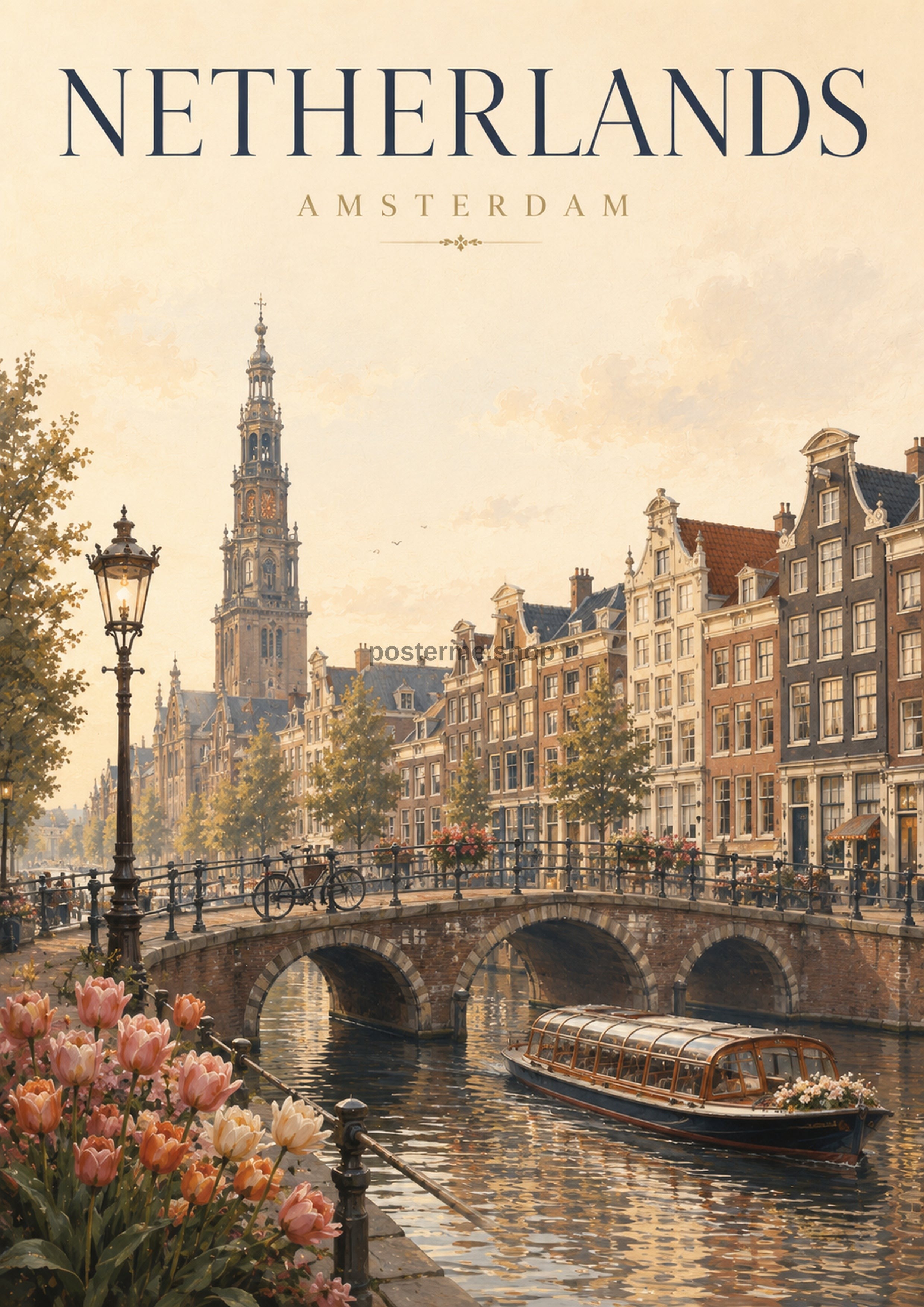 Amsterdam Canal at Golden Hour world travel art print by towelme