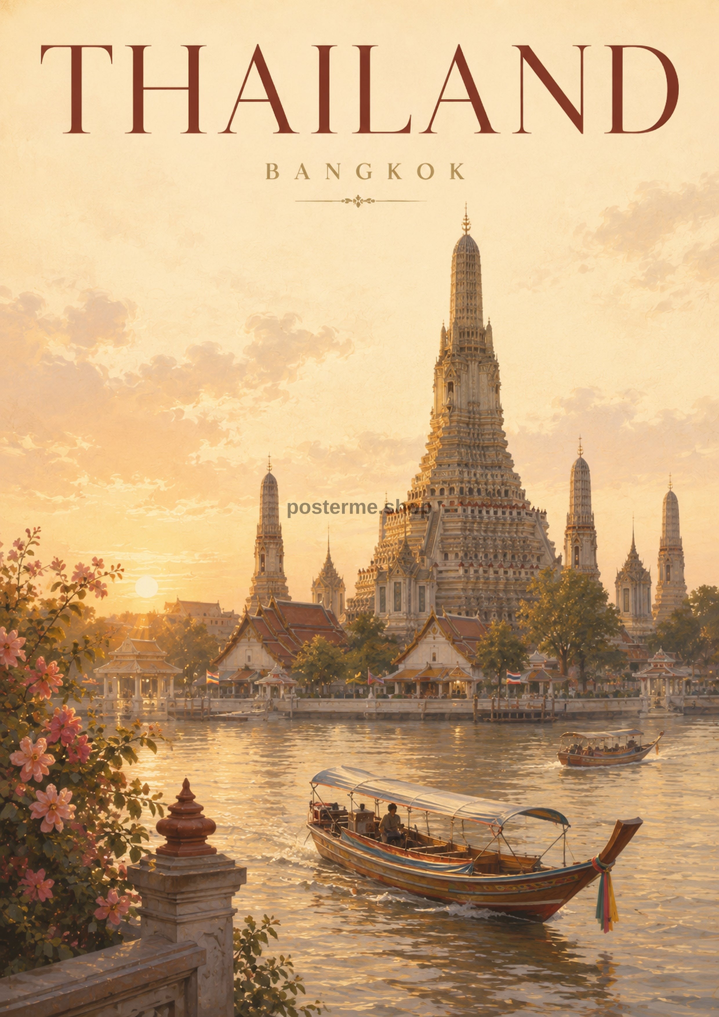 Bangkok River at Sunset world travel art print by towelme