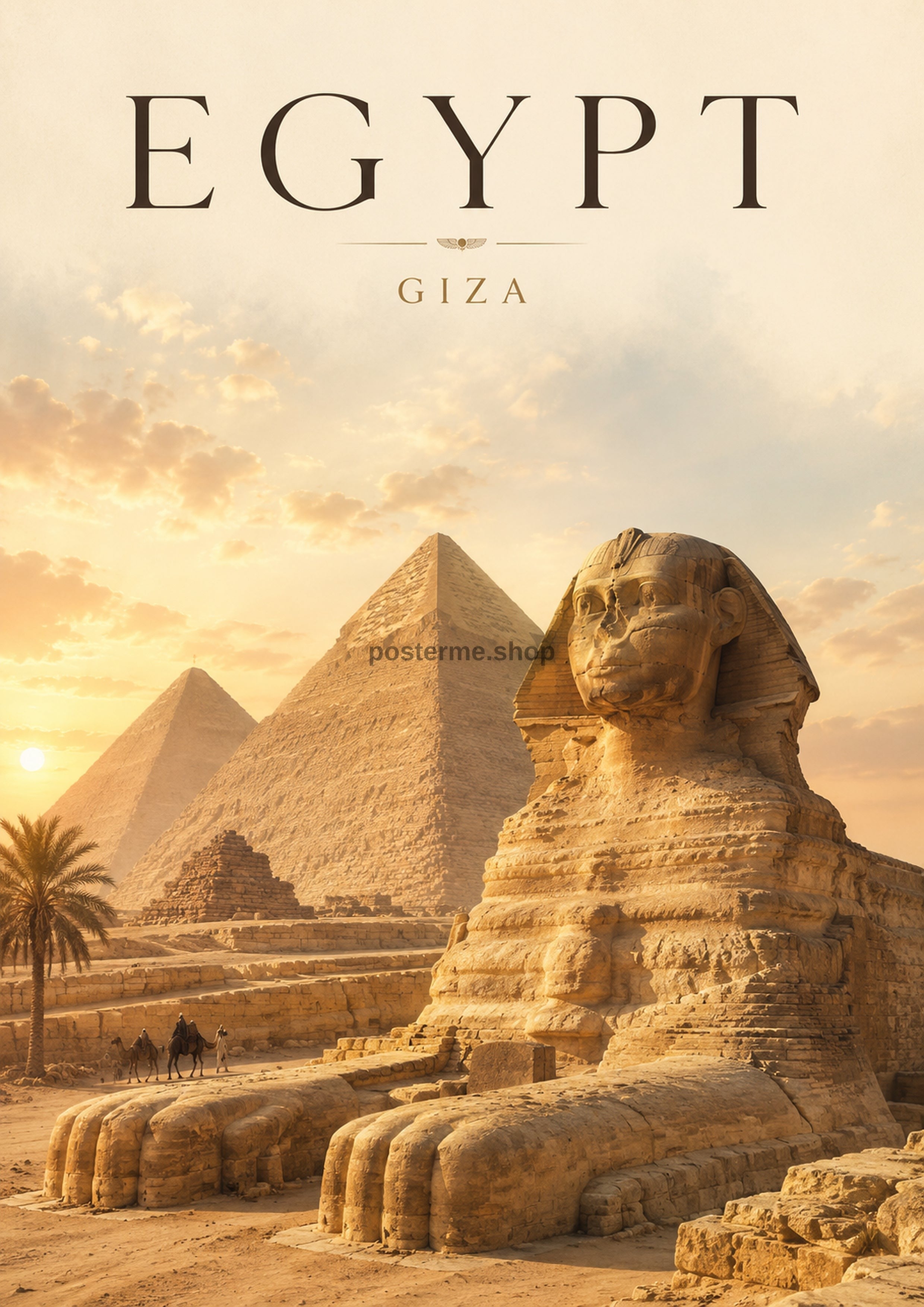 Giza Plateau at Golden Dawn world travel art print by towelme