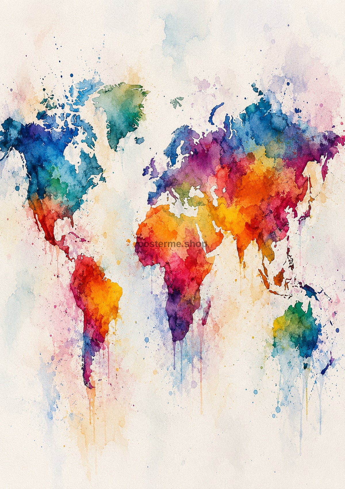 Abstract World Map In Watercolor Style watercolour art print by towelme