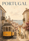 Lisbon Tram on a Sunlit Street world travel art print by towelme