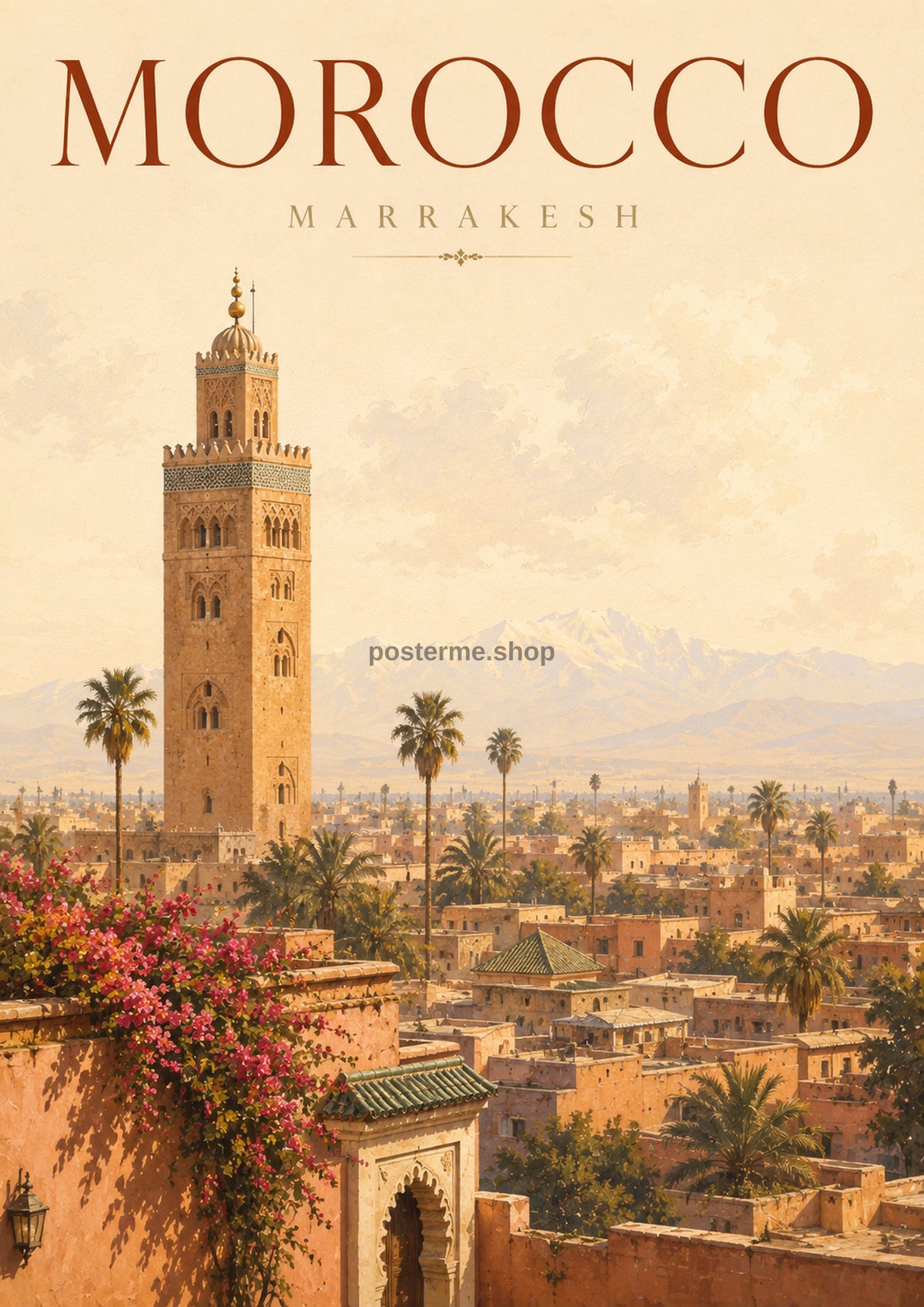 Marrakesh Cityscape in Golden Light world travel art print by towelme
