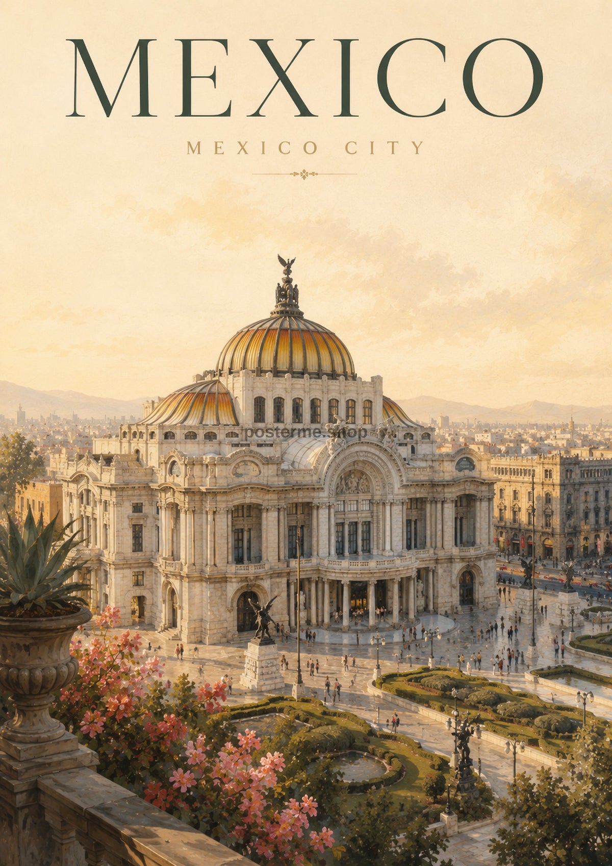 Mexico City and Palacio de Bellas Artes world travel art print by towelme