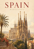 Barcelona's Sagrada Família in Warm Sun world travel art print by towelme
