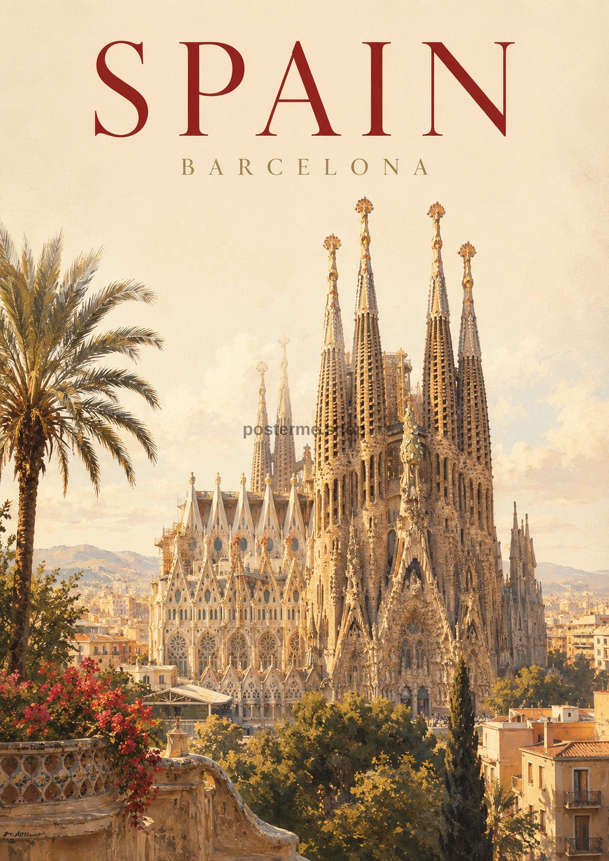Barcelona's Sagrada Família in Warm Sun world travel art print by towelme