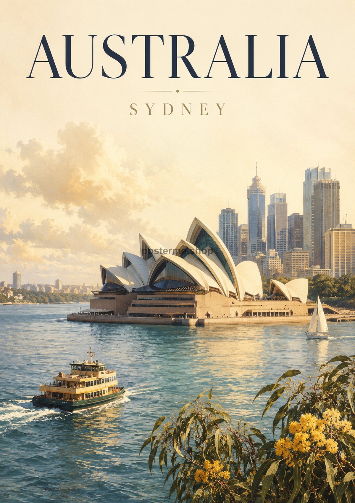 Sydney Harbour in Warm Light world travel art print by towelme