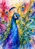 Proud Peacock In Vibrant Watercolor watercolour art print by towelme