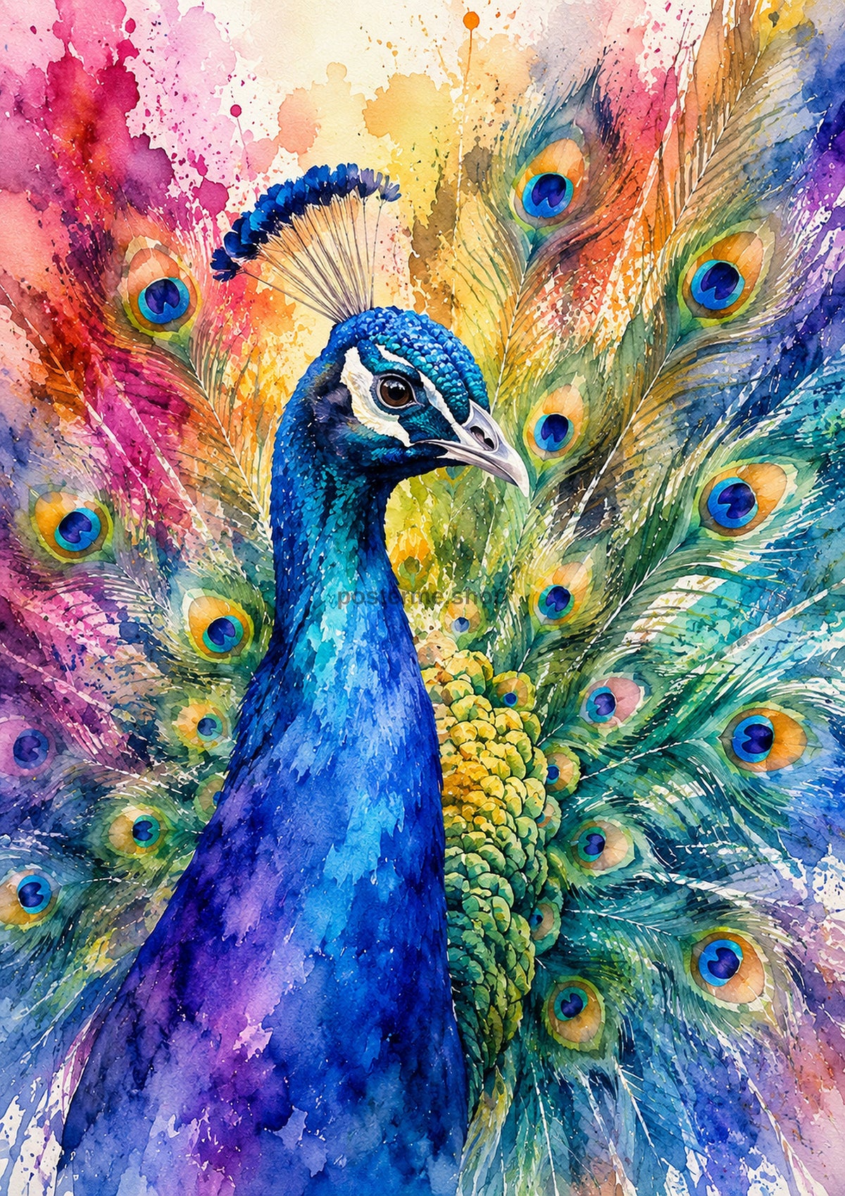 Proud Peacock In Vibrant Watercolor watercolour art print by towelme