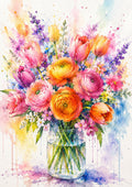 Vibrant Floral Still Life In Watercolour watercolour art print by towelme