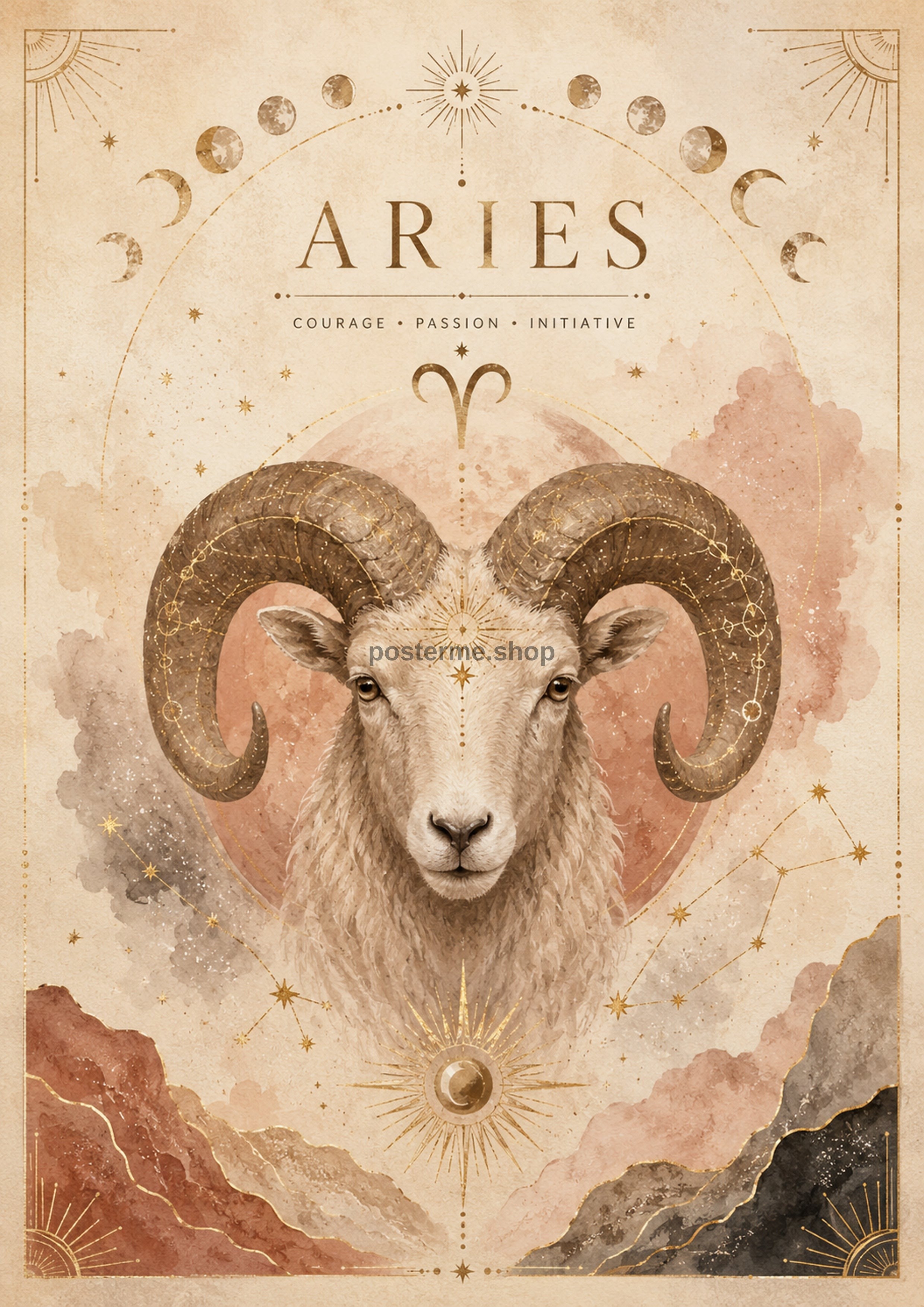 Aries Celestial Zodiac celestial zodiac art print by towelme