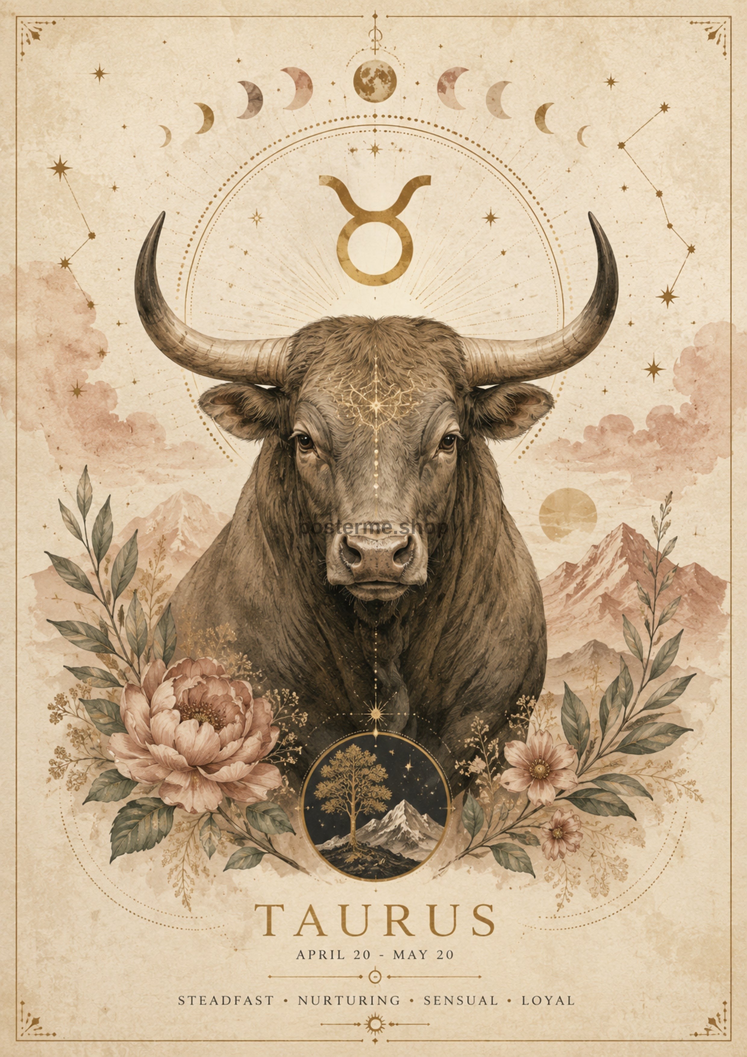 Taurus Celestial Zodiac celestial zodiac art print by towelme