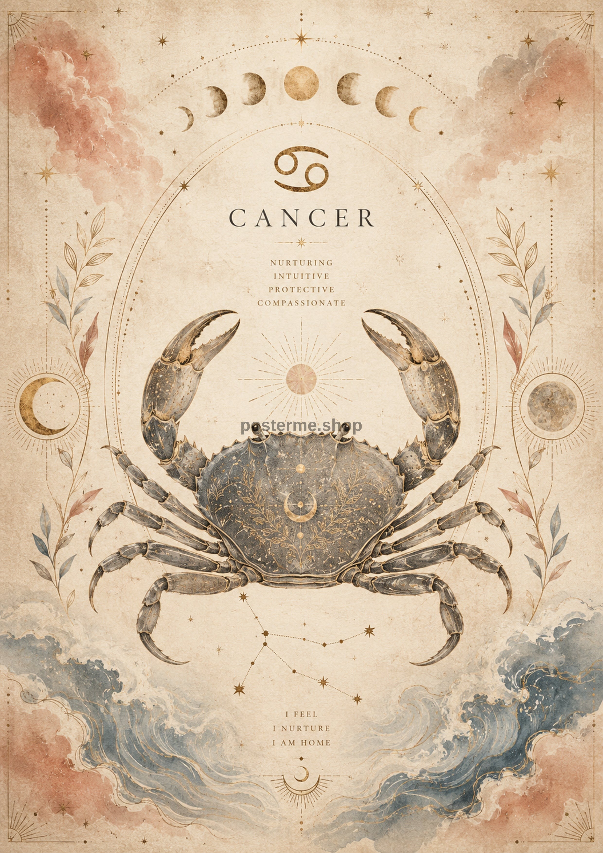 Cancer Celestial Zodiac celestial zodiac art print by towelme