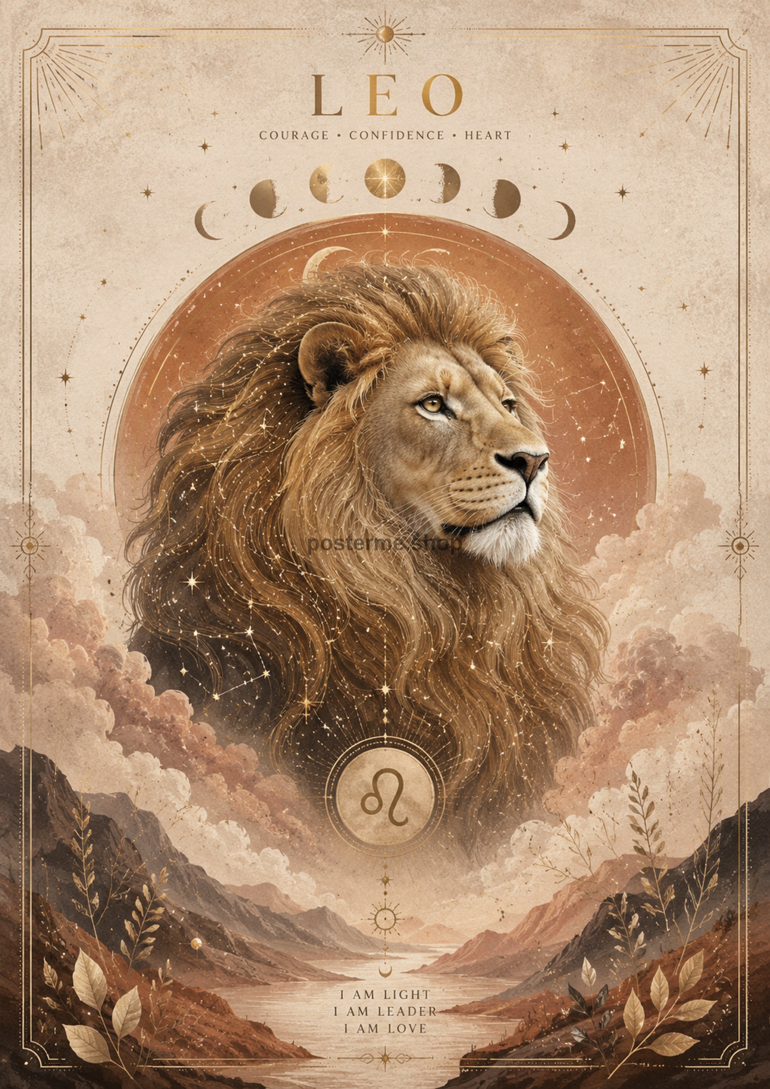 Leo Majestic Zodiac celestial zodiac art print by towelme