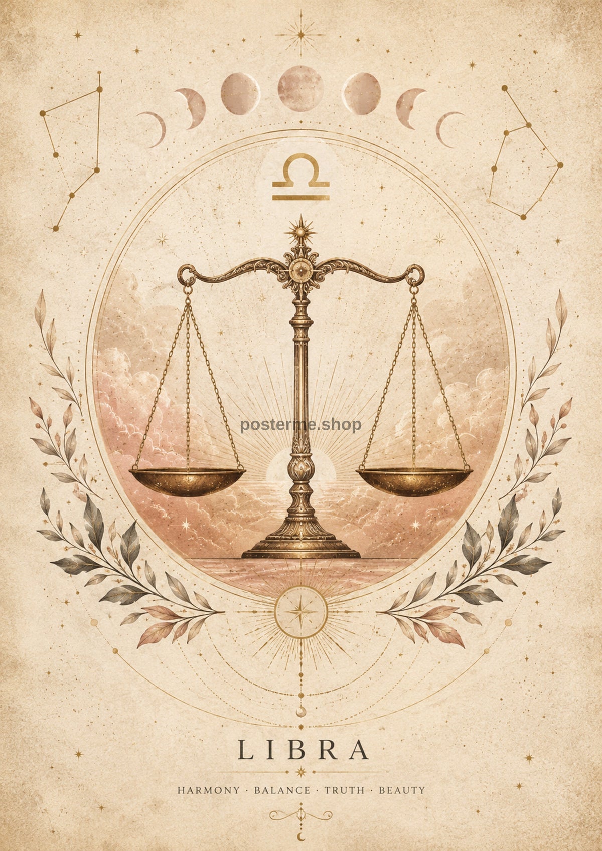 Libra Celestial Balance celestial zodiac art print by towelme