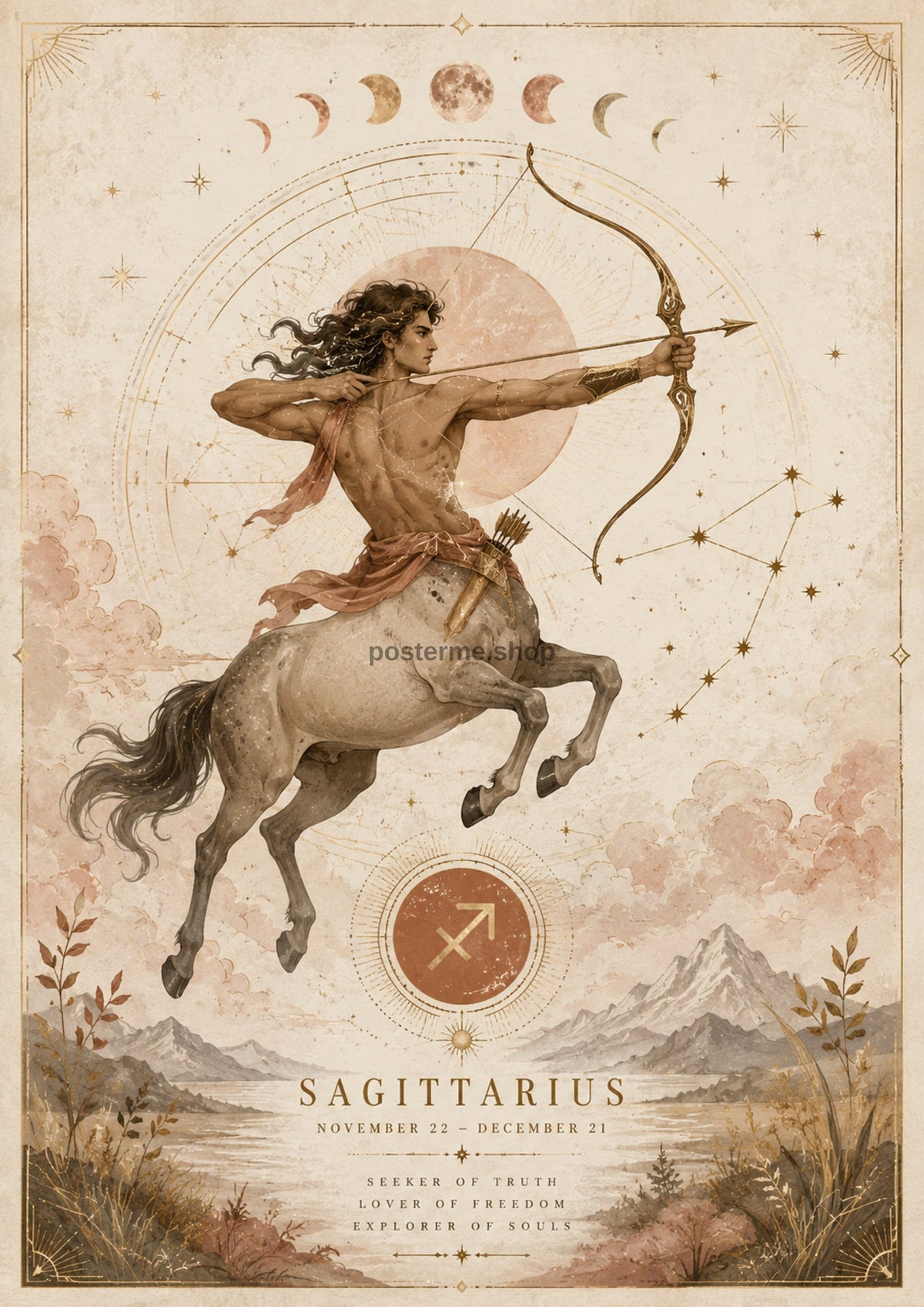 Sagittarius Celestial Archer celestial zodiac art print by towelme