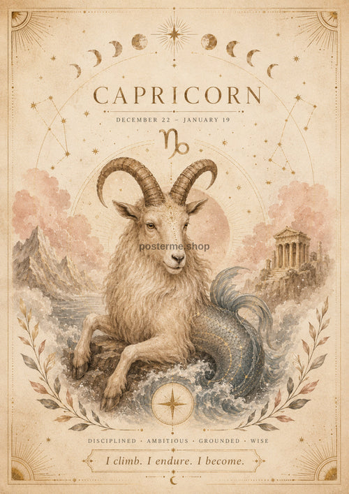 Capricorn Celestial Sea Goat celestial zodiac art print by towelme