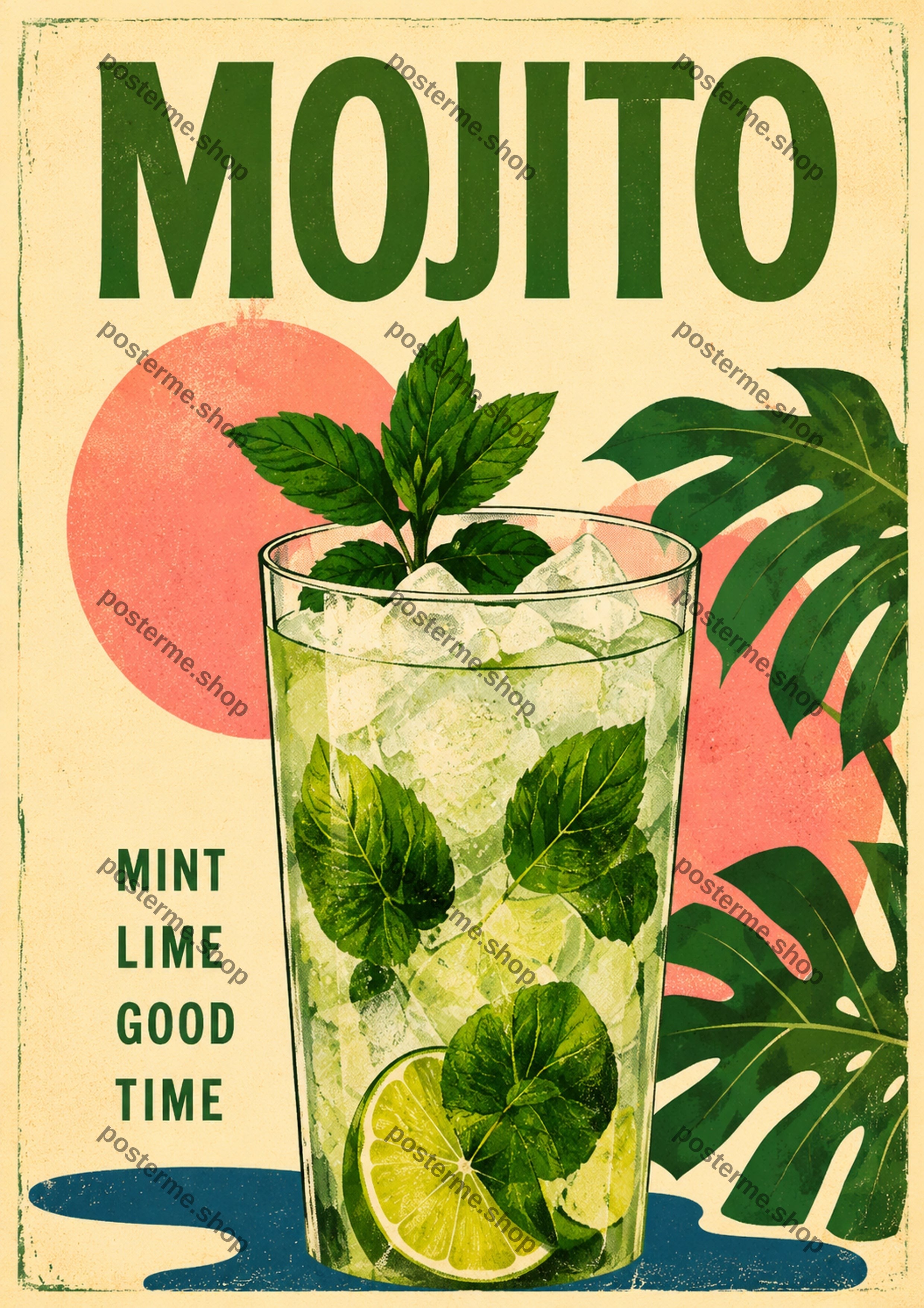 Mojito Mint Lime Good Time A4 cocktail art print by towelme