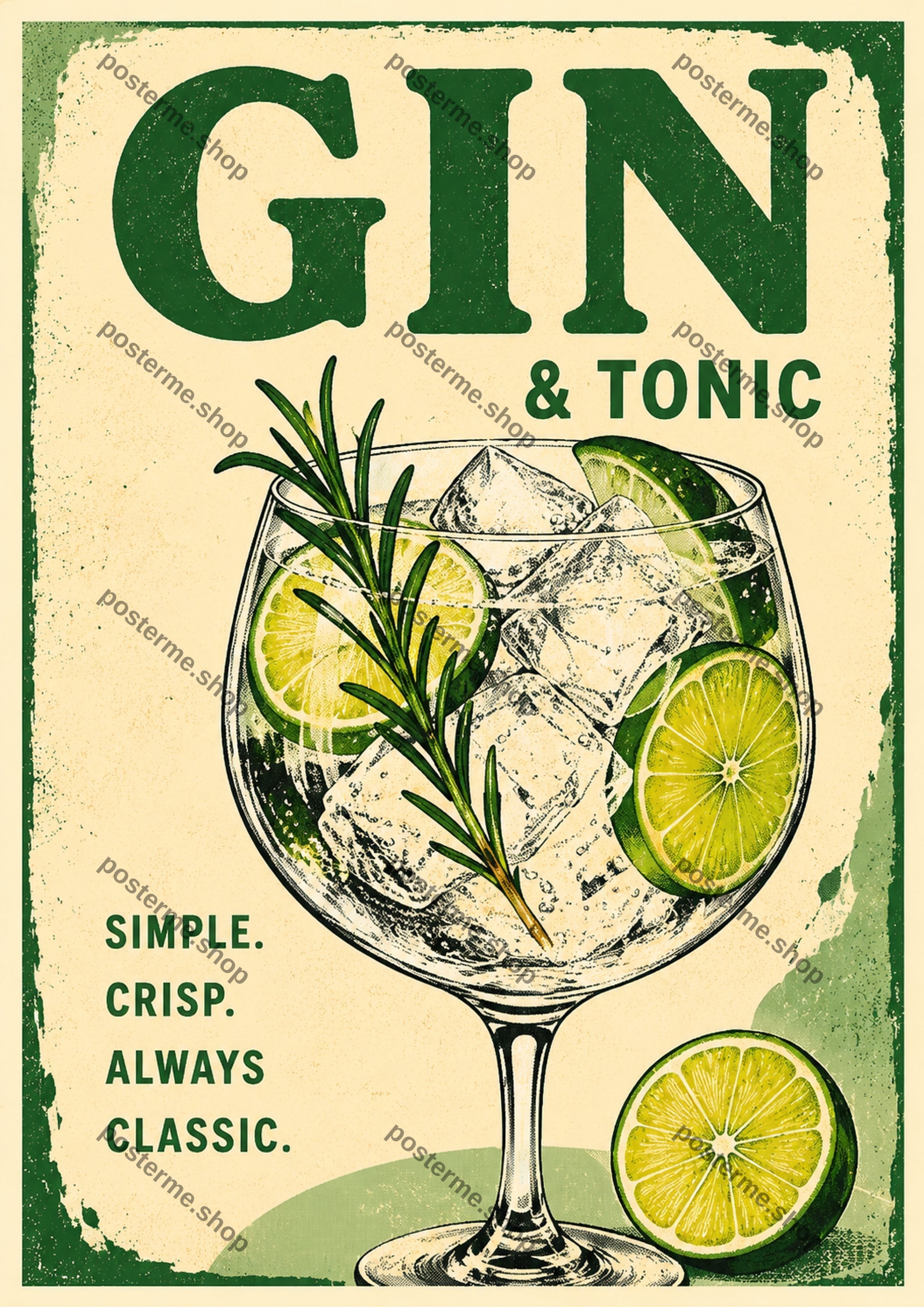 Vintage Gin and Tonic A4 cocktail art print by towelme
